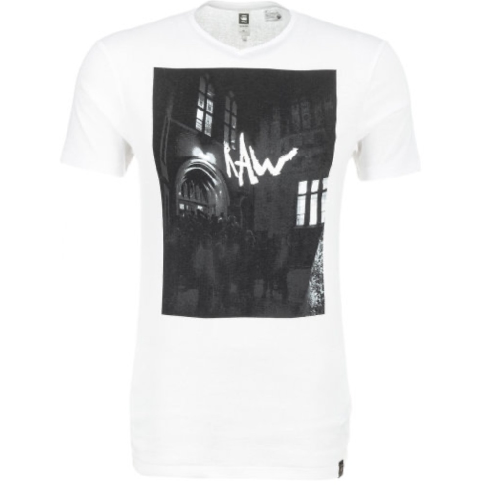 G-STAR WHITE  MOIRIC SLIM TEE - S